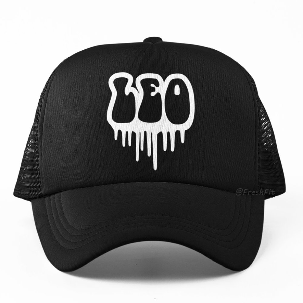 🆕LEO Drip Zodiac Black Foam Trucker Hat Mesh Snapback Cap